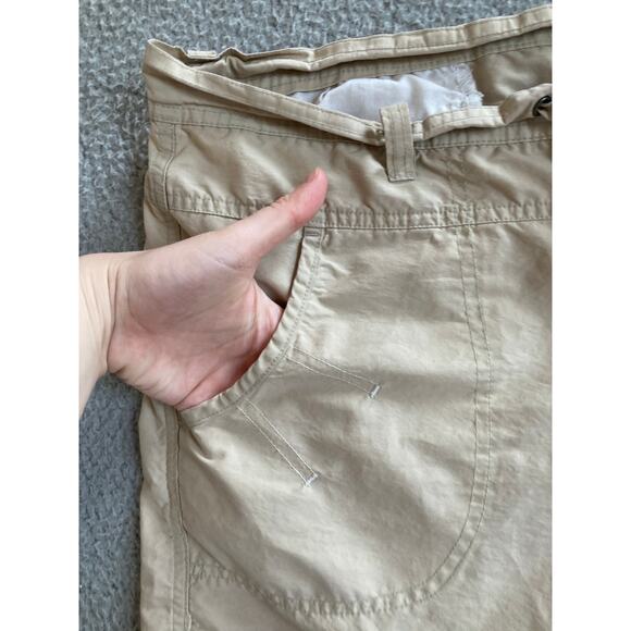 Columbia Shorts Large Drawstring Zip Relaxed Beige Pocket Khaki Hike Outdoor Y2K - Picture 2 of 15